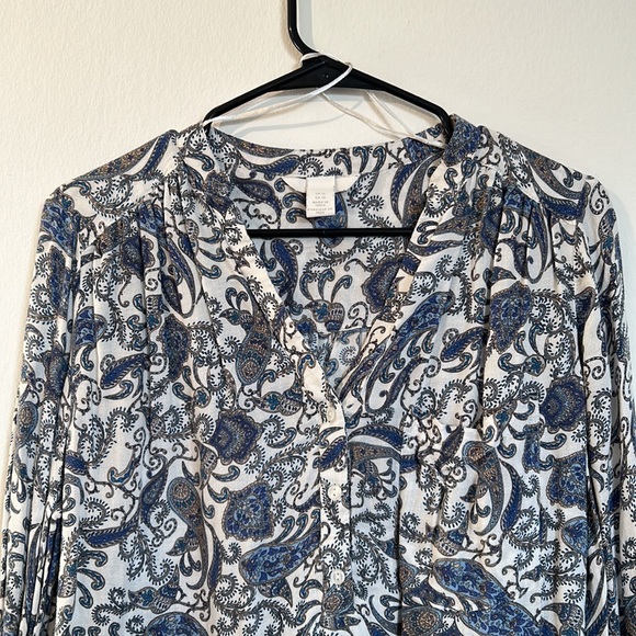 🔴 h&m blue floral patterned blouse - Picture 2 of 5